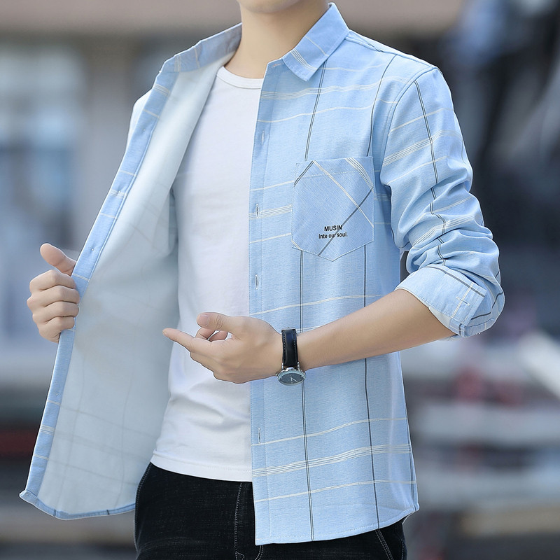 Camisa quente masculina forro de lã engrossado camisa outono inverno forro de algodão polegada camisa masculina de manga