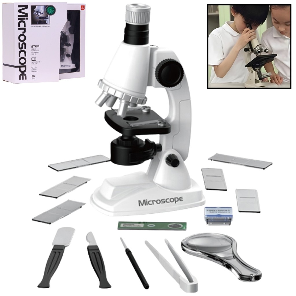 Kit Microscópio Infantil Brinquedo Educativo Ciência Médico 100x a 900x - Castela em Oferta na Shopee