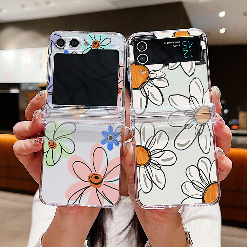 Capa Para Samsung Galaxy Z Flip7 Flip6 Flip5 Flip7FE 5G Carto Flor Cereja Duro P