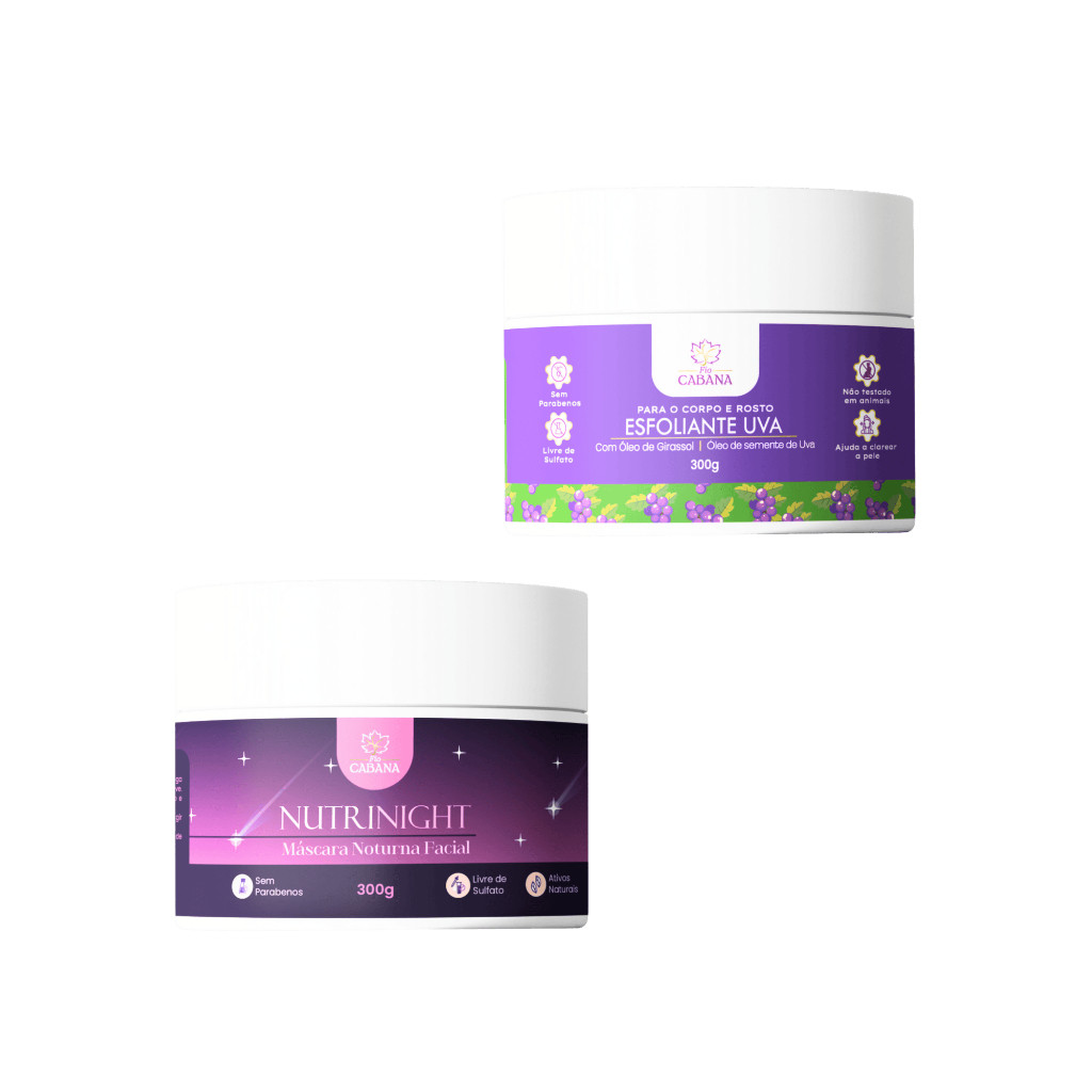 Kit Máscara NutriNight + Esfoliante Uva Fio Cabana | Hidratação Profunda, Nutrição e Renovação
