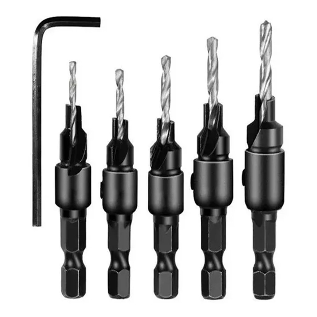 Kit 5 Brocas Madeira com Escareador Regulável