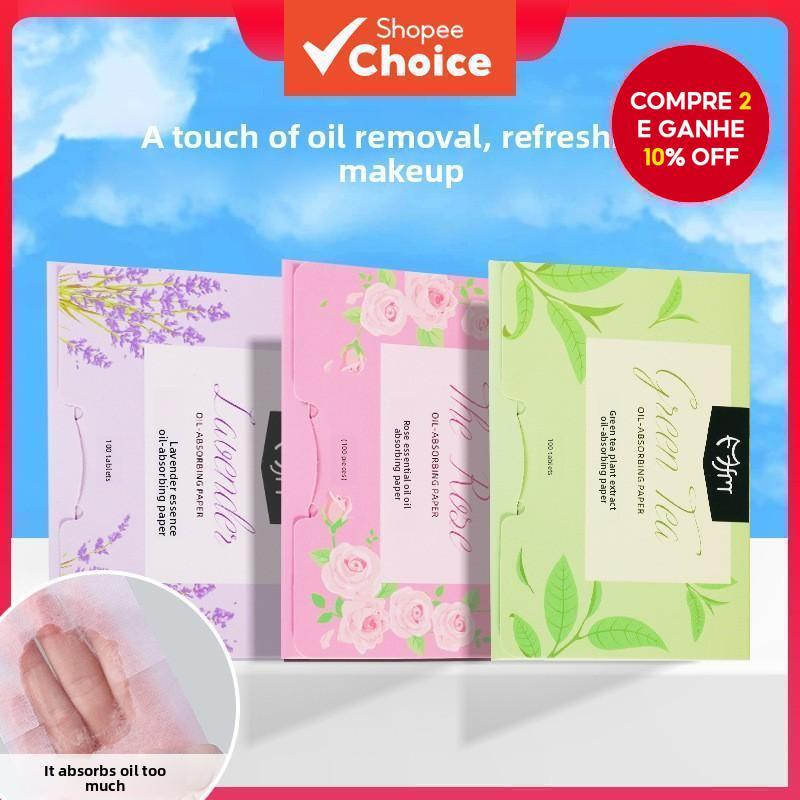 100 Folhas Absorventes de Óleo para o Rosto | Papel Prático para Controle de Brilho e Matte em Oferta na Shopee
