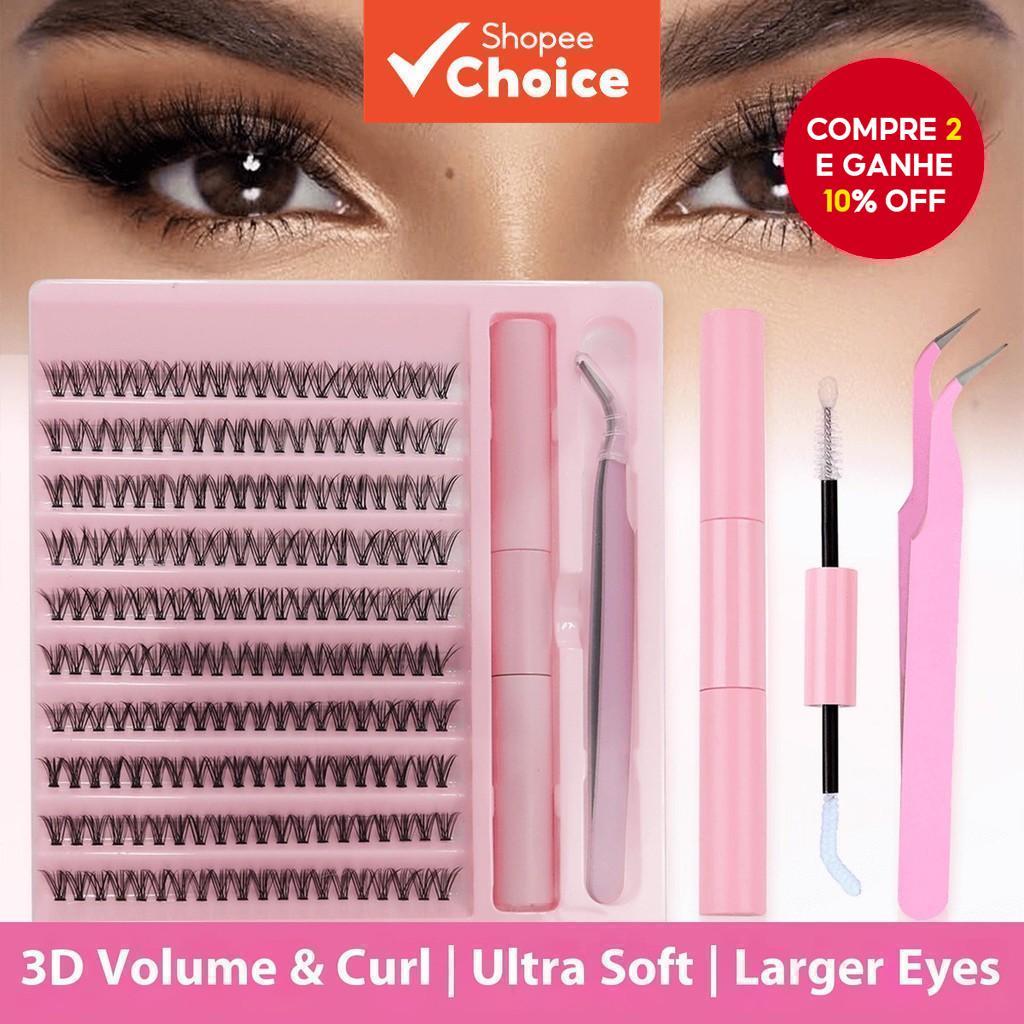 Conjunto de 200 Peças de Cílios em Tufo de Mink Sintético Macio - Curvatura C, Comprimentos Variados de 10-16mm em Oferta na Shopee