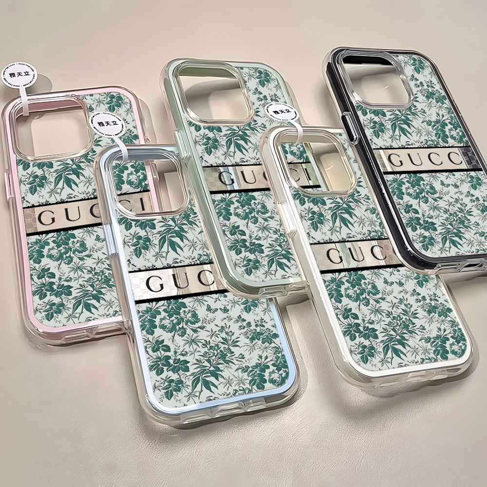 Luxo 3 Em 1 Capinha Marca De Capa Para IPhone 13 11 12 14 15 16 17 Ar Pro Max Normal Transparente Acrílico Anti-Impacto