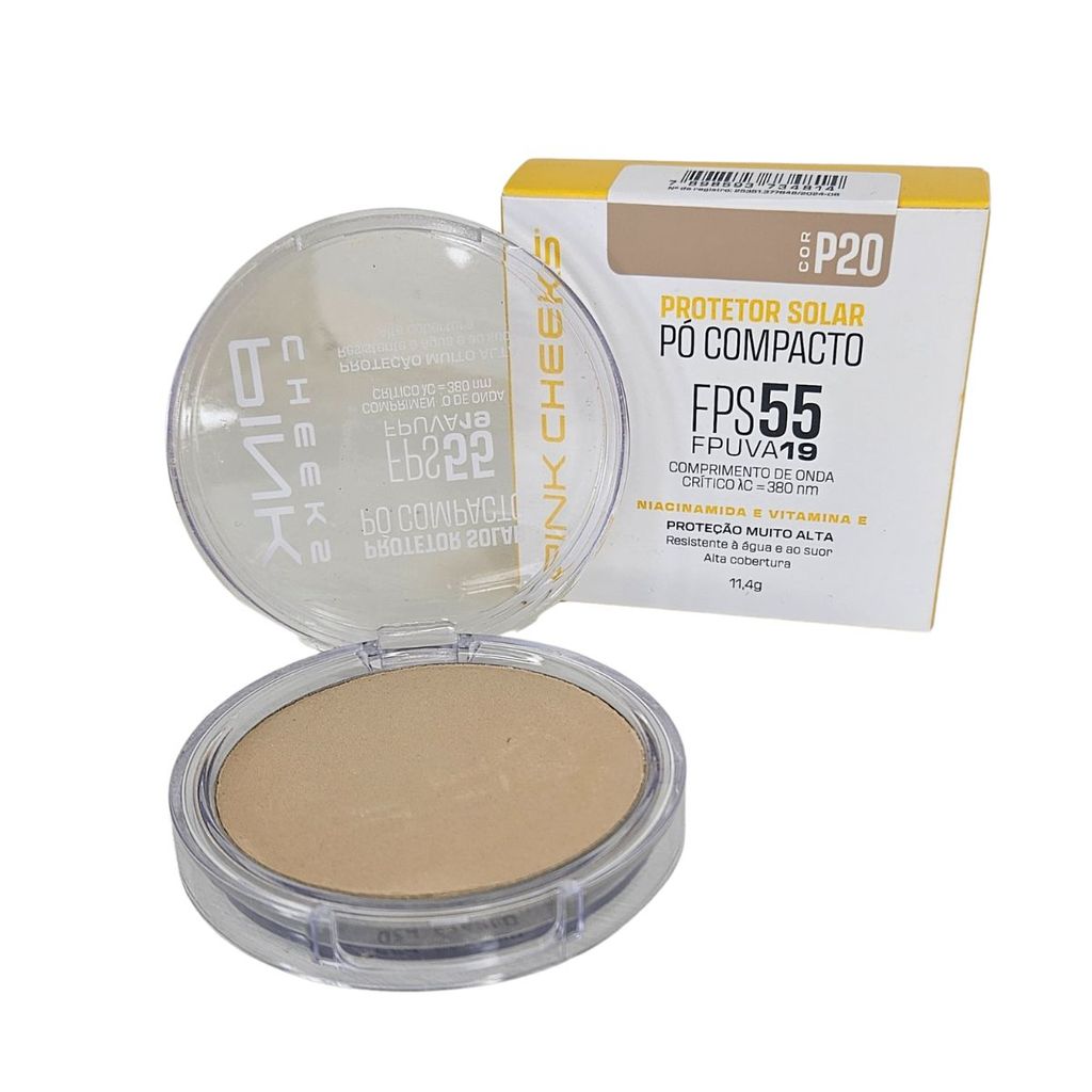 Pó Compacto com Proteção Solar FPS 55 Pink Cheeks P20