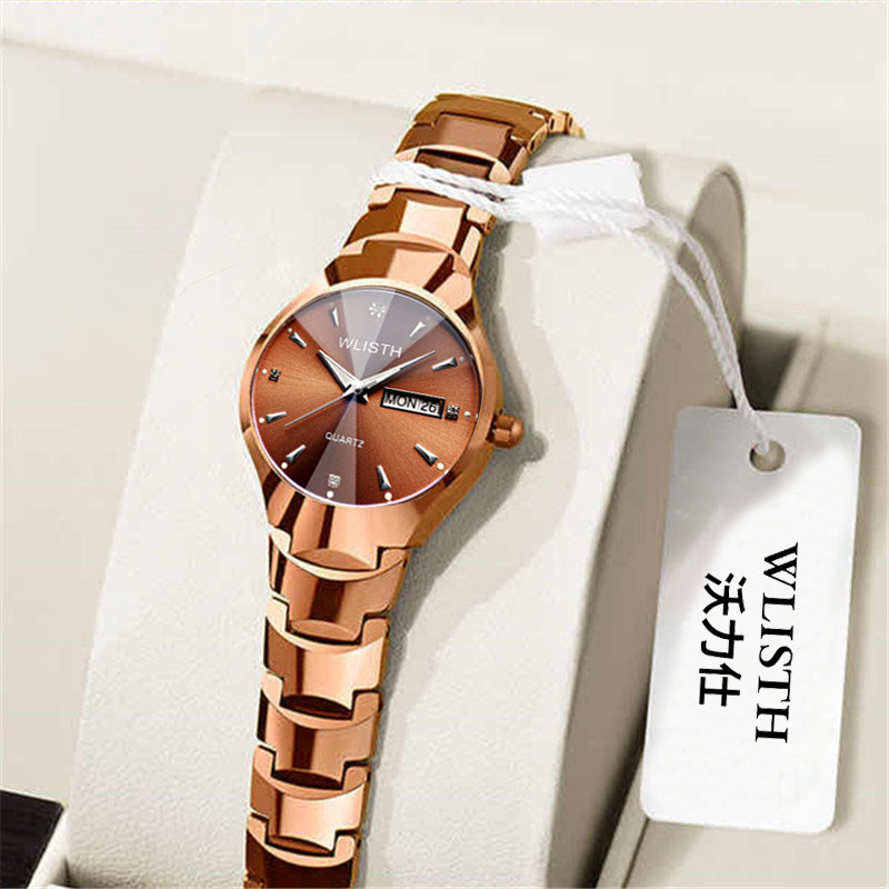 Relógio feminino de marca Original, relógio luminoso com pulseira de aço à prova d'água, relógio de casal relógio de qua