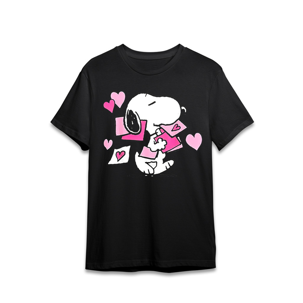 BR.Moonlight Camiseta Unissex Snoopy Love Letters Funny Cotton Estampa Confortável Divertida Estilosa Casual