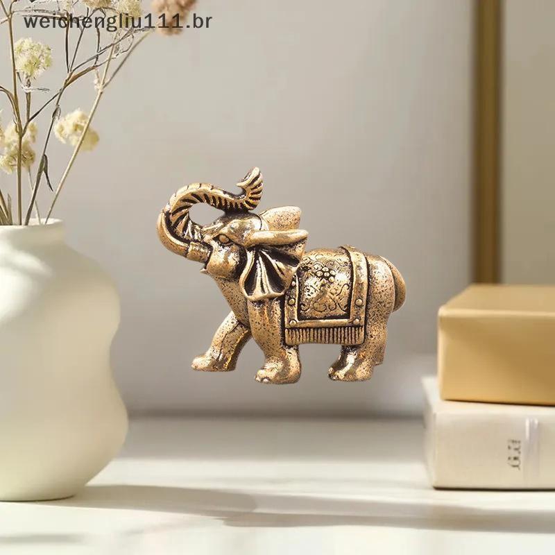 # weicheng Elefante Da Sorte De Cobre Pequenos Ornamentos Latão Bênção Estatueta Em Miniatura Estátua De Animal De Bronz