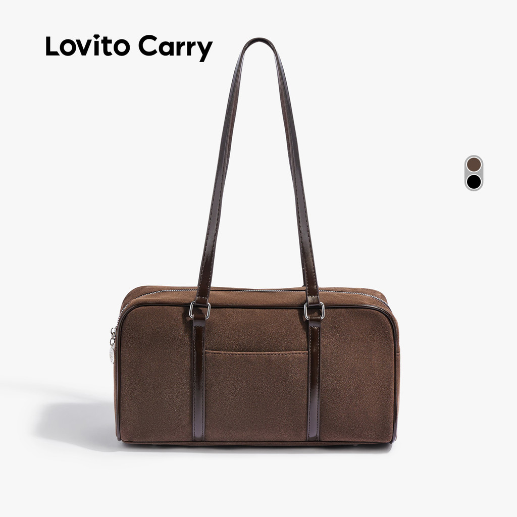 (Lovito Carry) Bolsa de Ombro Casual Premium em Camurça para Mulheres LR19E062 em Oferta na Shopee