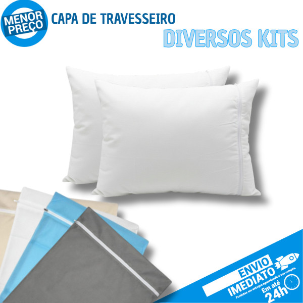 Kit Capa Protetora para Travesseiro Antiácaro Com Zíper Kits Com 2 3 4 5 6 8 ou 10 unidade
