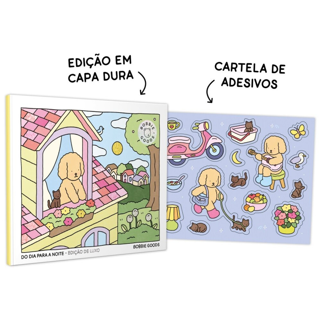 Do dia para a noite: Livro de colorir oficial Bobbie Goods   Edição em capa dura com cartela de ades