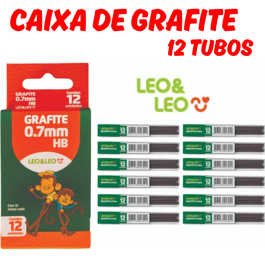 Grafite HB Caixa Com 12 Tubos Para Ponta Lapiseira Escrita Grafites Escolar Arte Escritório Papelaria Leo&Leo