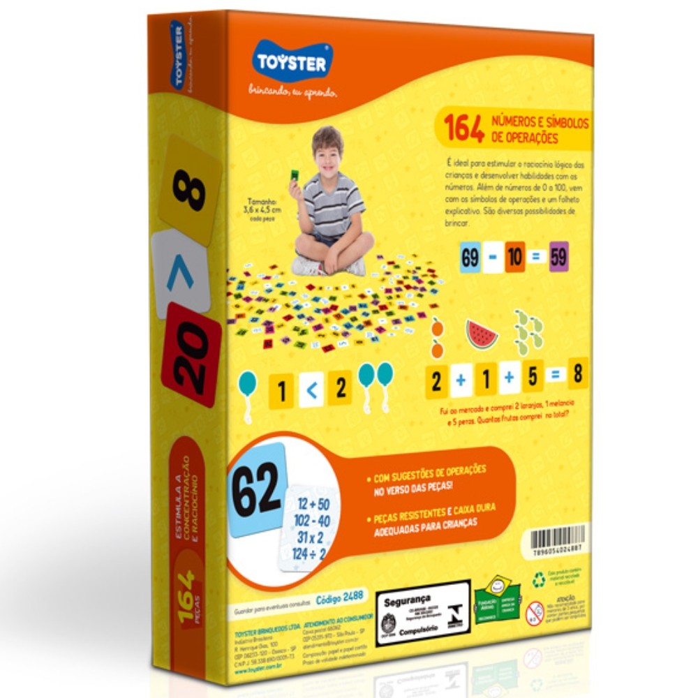 JOGO EDUCATIVO CAIXINHA DE NÚMEROS TOYSTER BRINQUEDO CLÁSSICO MATEMÁTICA LÓGICO ATIVIDADE KIT