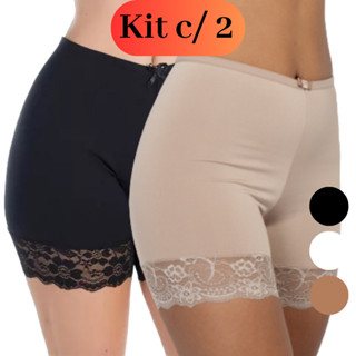Kit 2 Short Anágua Segunda Pele com Renda Bermuda Feminina em Oferta na Shopee
