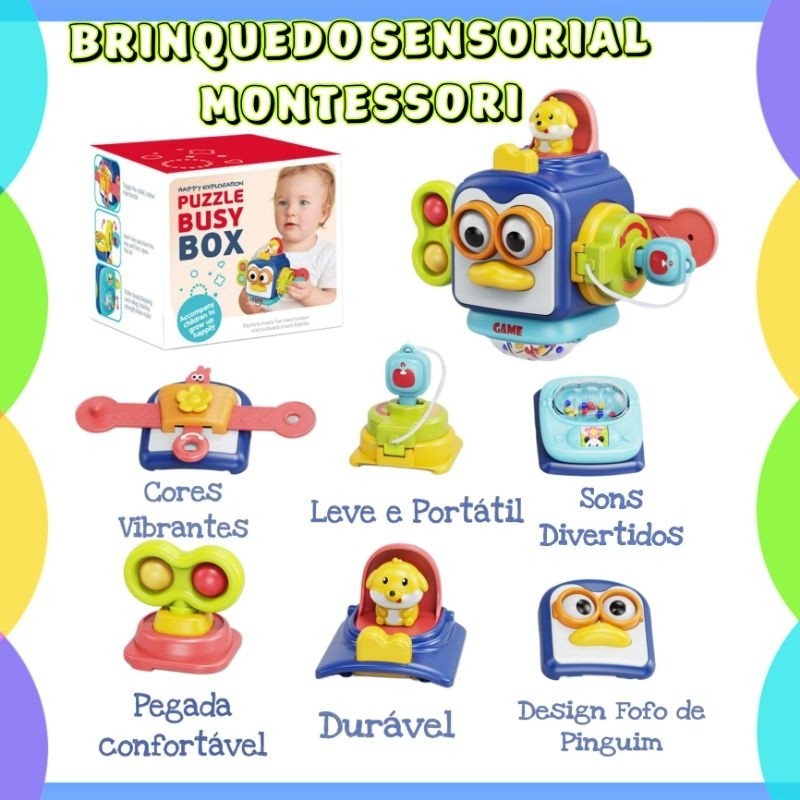 Brinquedo Educativo Sensorial Bebê Interativo Didático Colorido Infantil Montessori