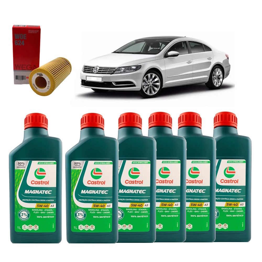 Passat Tsi 2.0 Kit Troca de Óleo Castrol 5w40 woe624