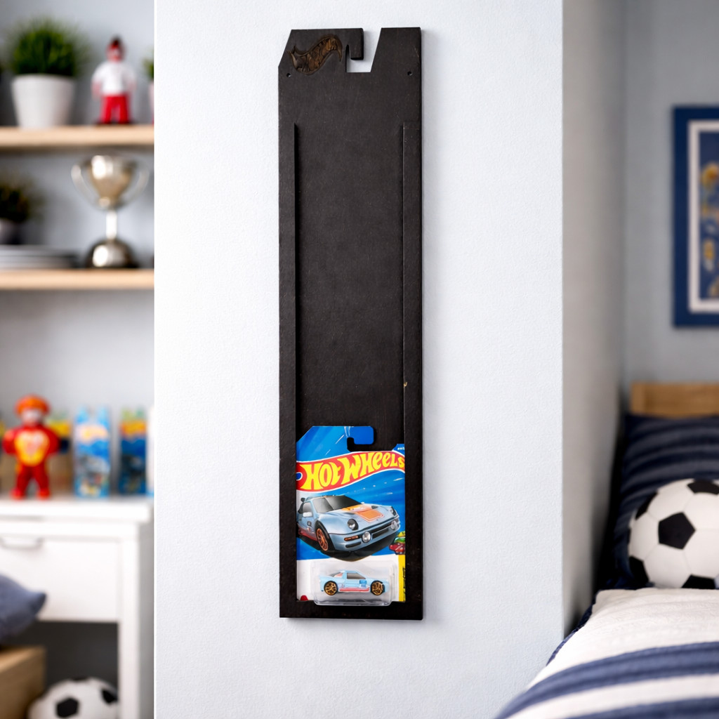 Porta Blister Hot Wheels em MDF – Expositor para 10 Carrinhos – 60x13cm