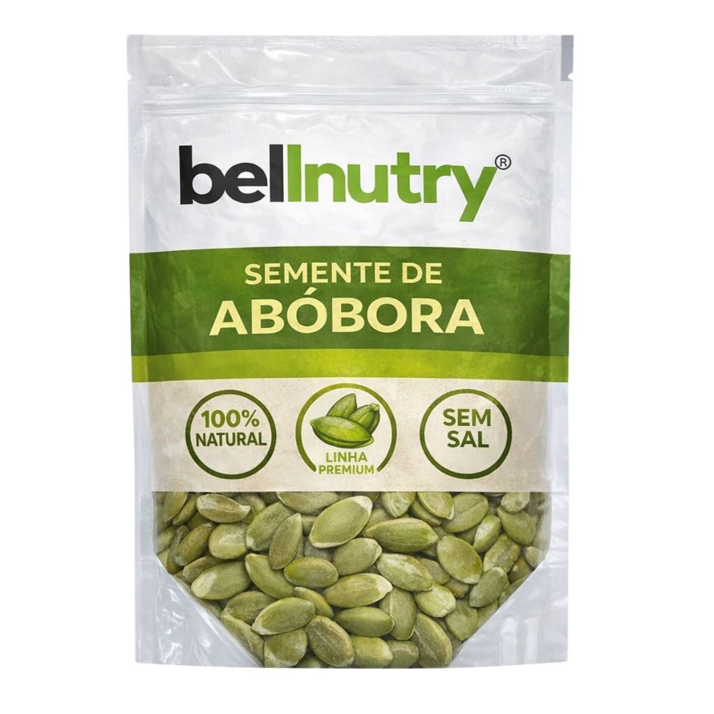 Semente de Abóbora Crua Sem Casca Verde Premium Sem Sal 1Kg Bellnutry - Semente de Abobora sem Casca