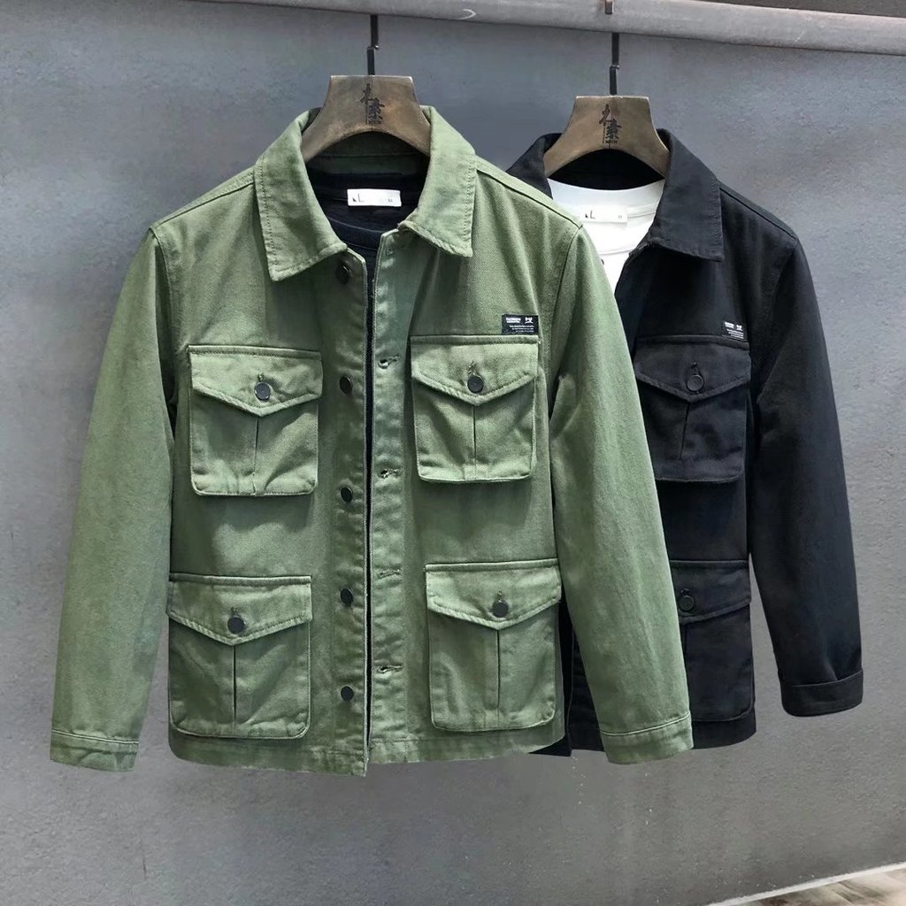Americano pesado Retro Workwear camisa masculina primavera outono novo estilo rua resistente ao desgaste resistente à su