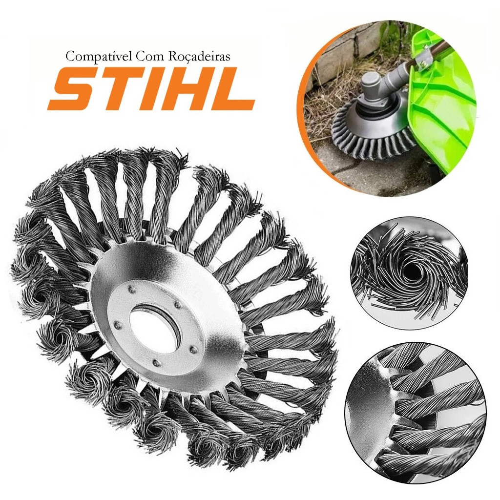 Roda De Arame Giratória Com Escova De Arame Universal Para Cortador De Grama Para Rocadeira Stihl Disco Eletrica