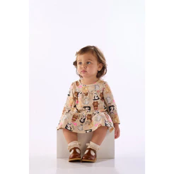 Vestido Bebê Cotton Manga Longa Quimby