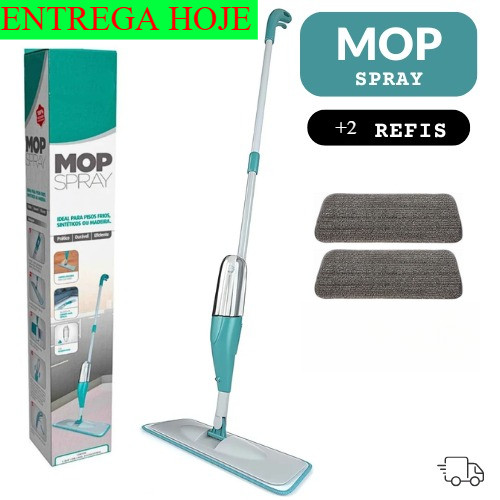 Kit Mop Spray Com Reservatório + 2 Refis Laváveis Microfibra