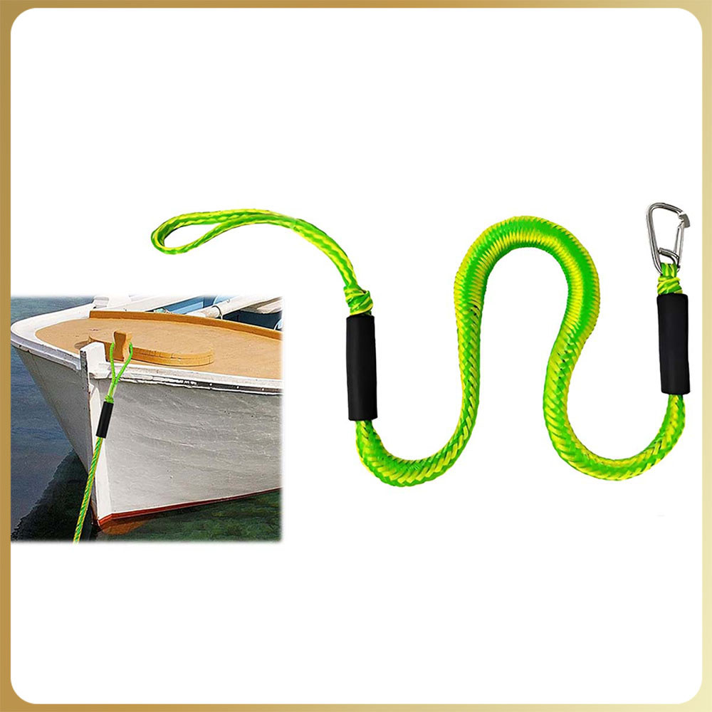 Verde Corda elástica de amarração de qualidade marítima com gancho corda de amarração com absorção de choques 1.2-1.7m