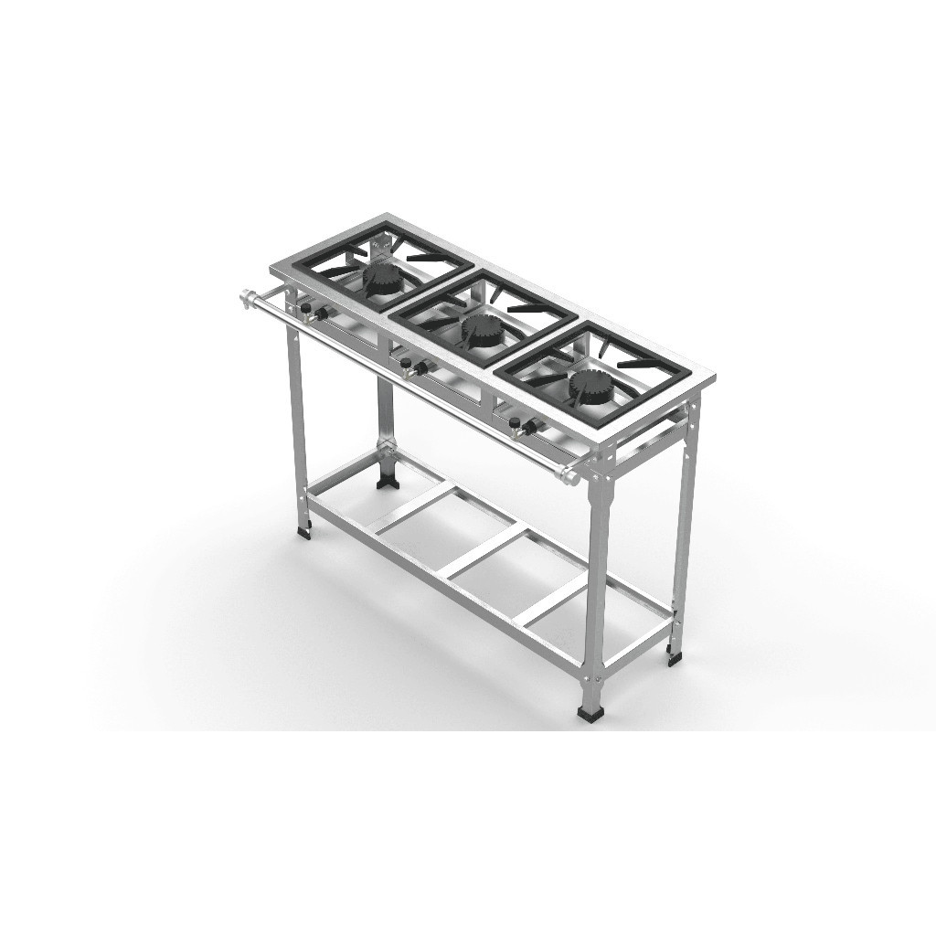 Fogão Industrial 3 Bocas Alta Pressão Inox 430
