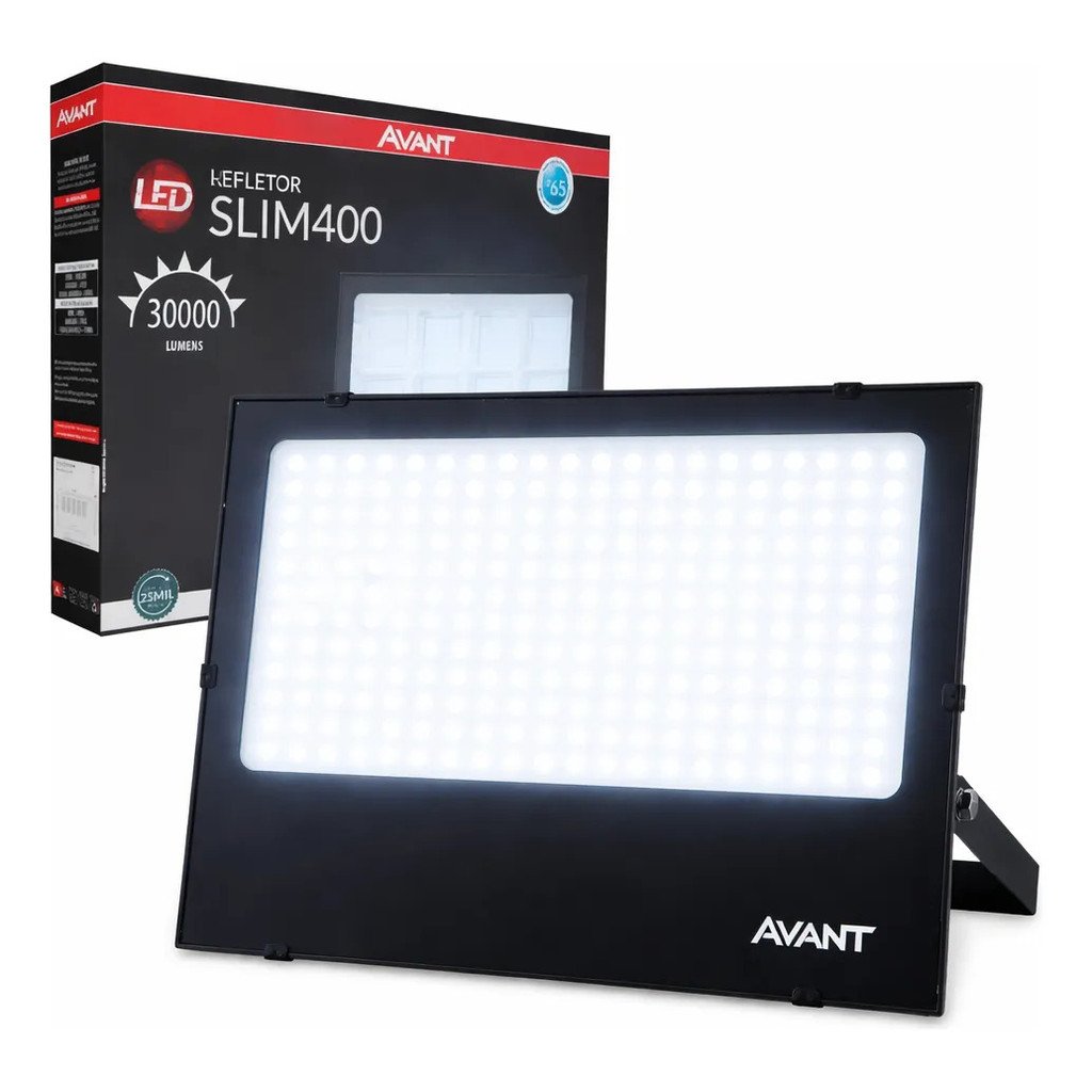 Refletor Led Avant 400w Holofote Luz Forte Branco Frio