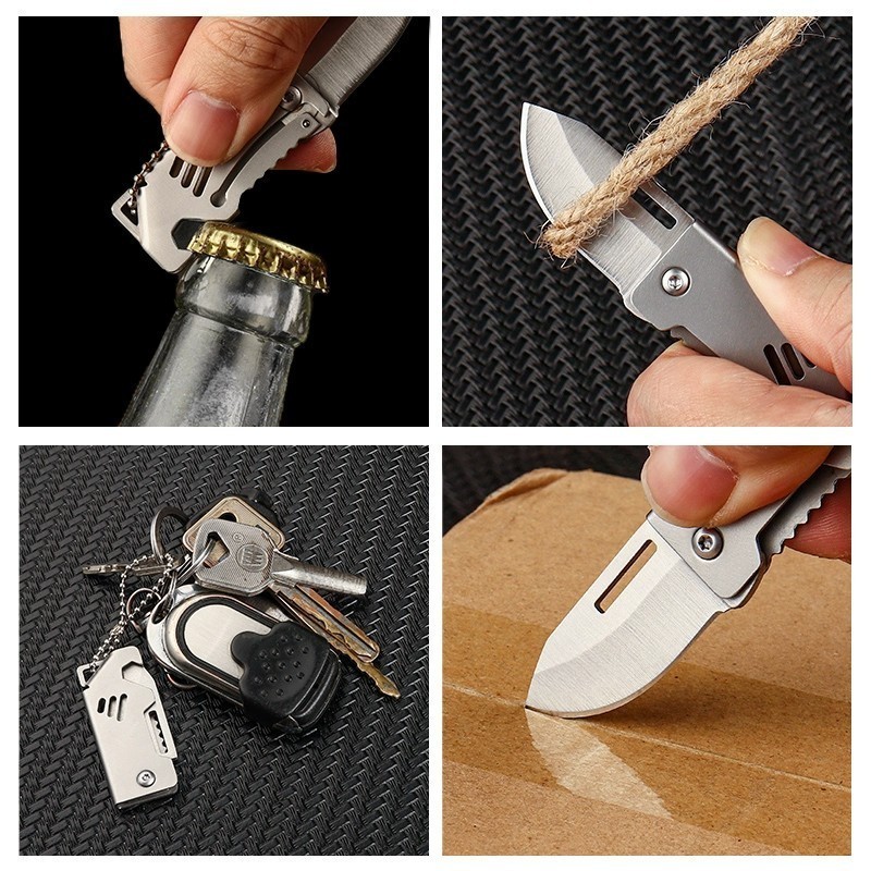 Mini Canivete de Bolso Aço Inox Chaveiro Faca de Fruta Multiuso para Presente Camping Cozinha