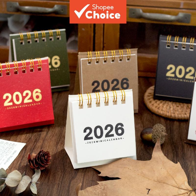 2026 Simples Cor Sólida Mini Desktop Calendário Agendador Diário Duplo Planejador De Mesa Organizador De Agenda Anual