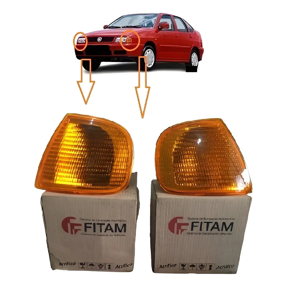 Par Lanterna Pisca Dianteiro Laranja P/ Polo Classic 1997 98 99 2000 Fitam