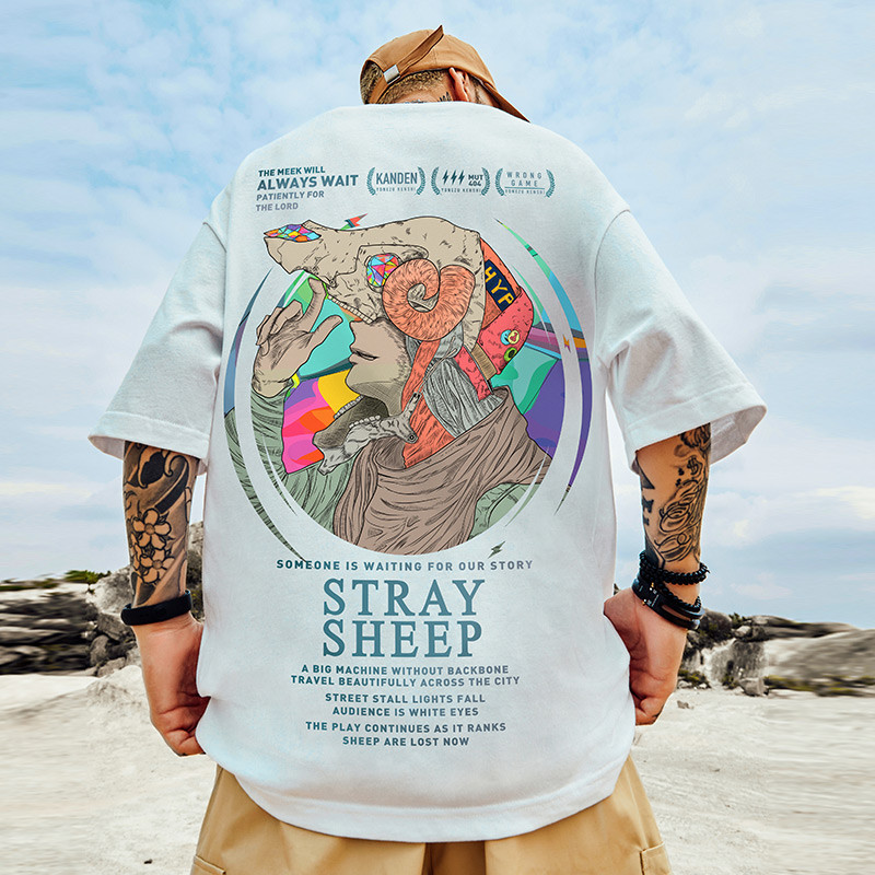 Europeu americano rua rua Wear na moda ins camiseta de manga curta masculina na moda verão nacional na moda oversize gol