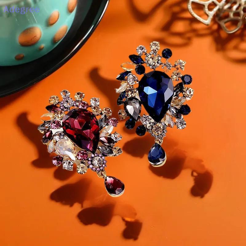 Adegree Moda Retro Luxo Cristal Gota De Água Pingente Broches Para Roupas Femininas Casaco Jóias Accessries Presentes No