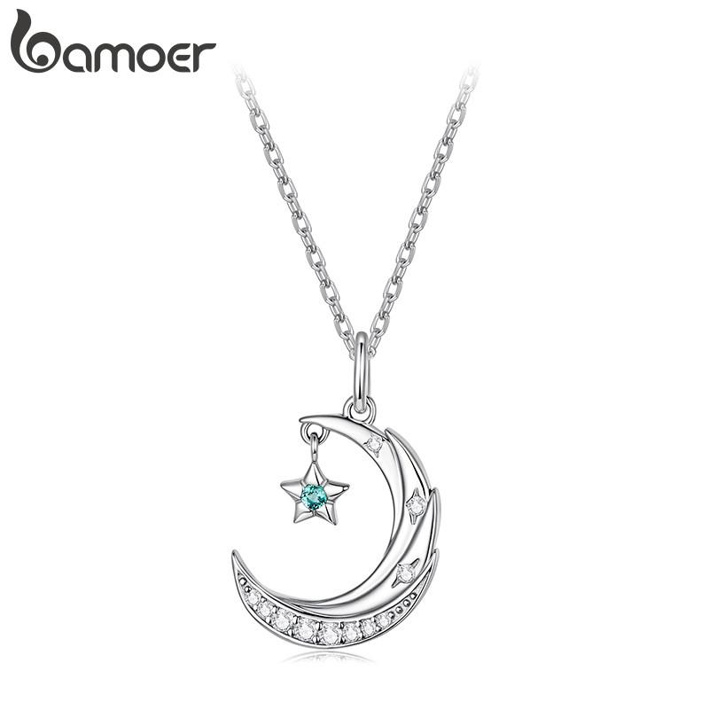 Colar Bamoer Lua E Estrela Design Joias Presentes Para Mulheres
