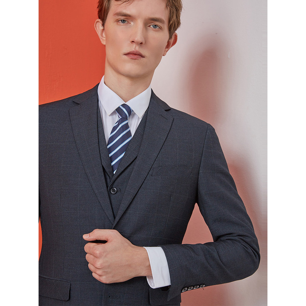 Sugisugi cinza xadrez terno masculino noivo vestido de casamento fino-ajuste versão coreana Casual terno Formal terno de
