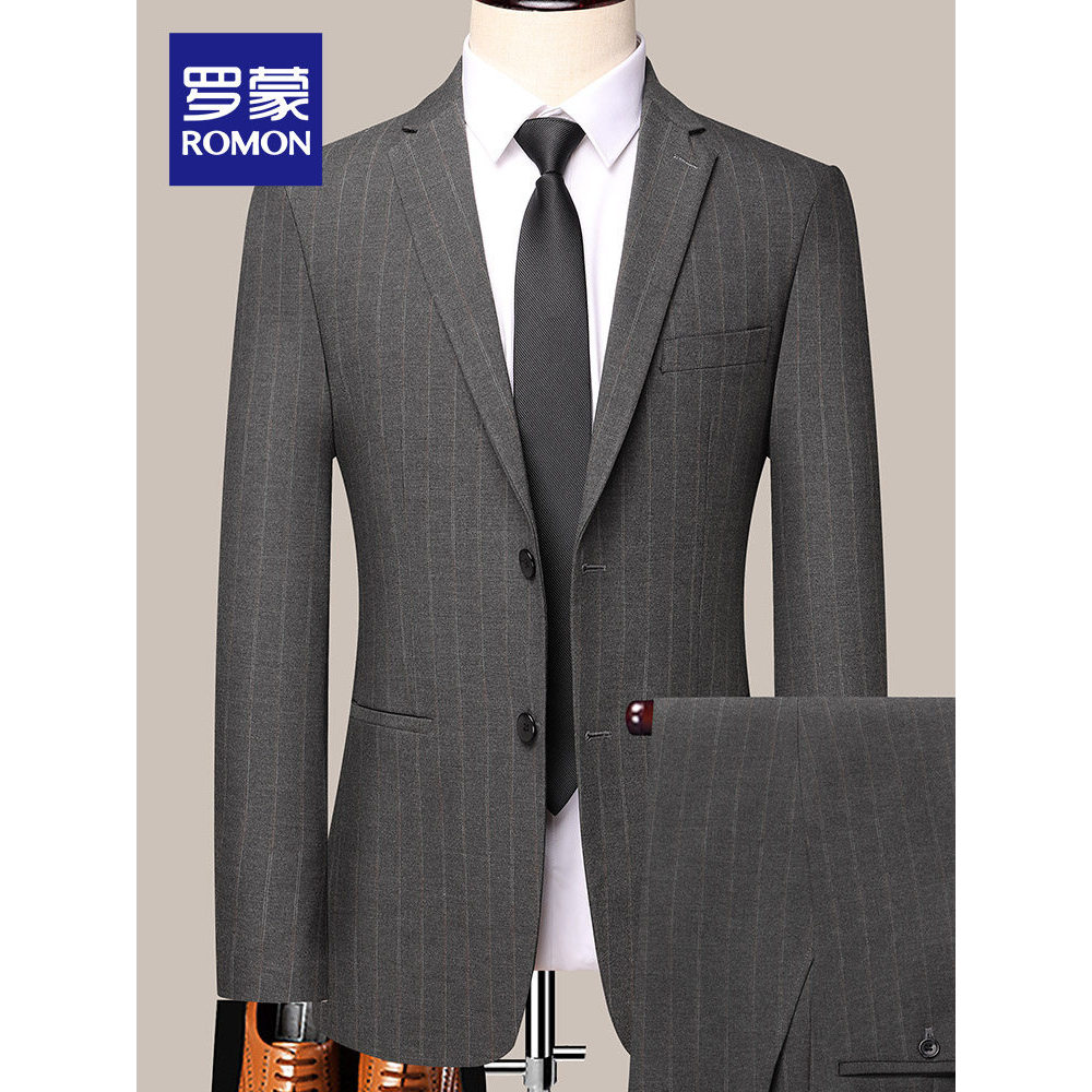 Romon masculino terno Formal terno 2025 outono terno vestido de casamento profissional cinza negócios ferramentas terno