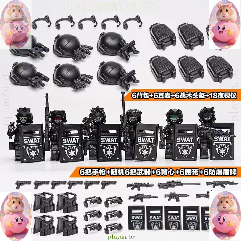 Detalhes do Lego blocos de construção série militar fantasma minifiguras camuflagem soldados armados selos meninos DIY educação cien
