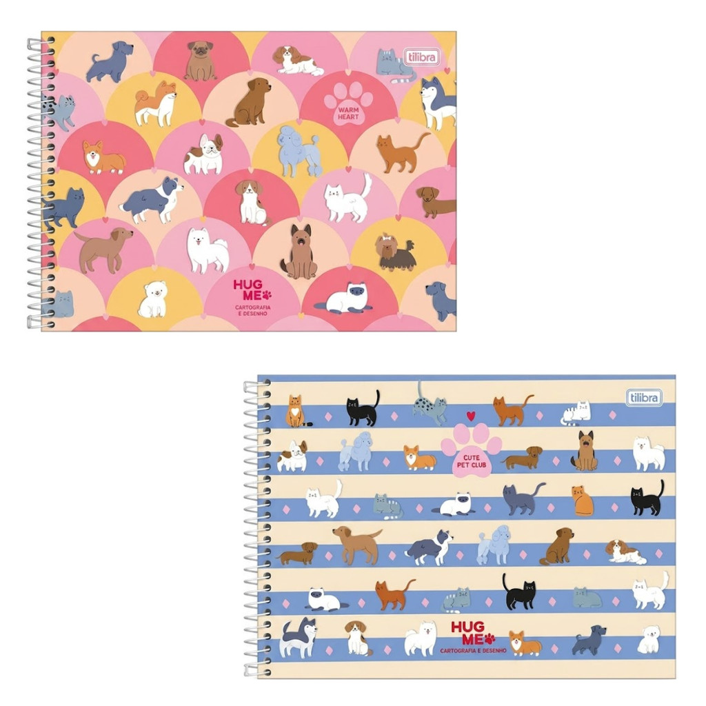 Caderno Espiral Capa Dura De Cartografia e Desenho Hug Me 80 Folhas - Tilibra