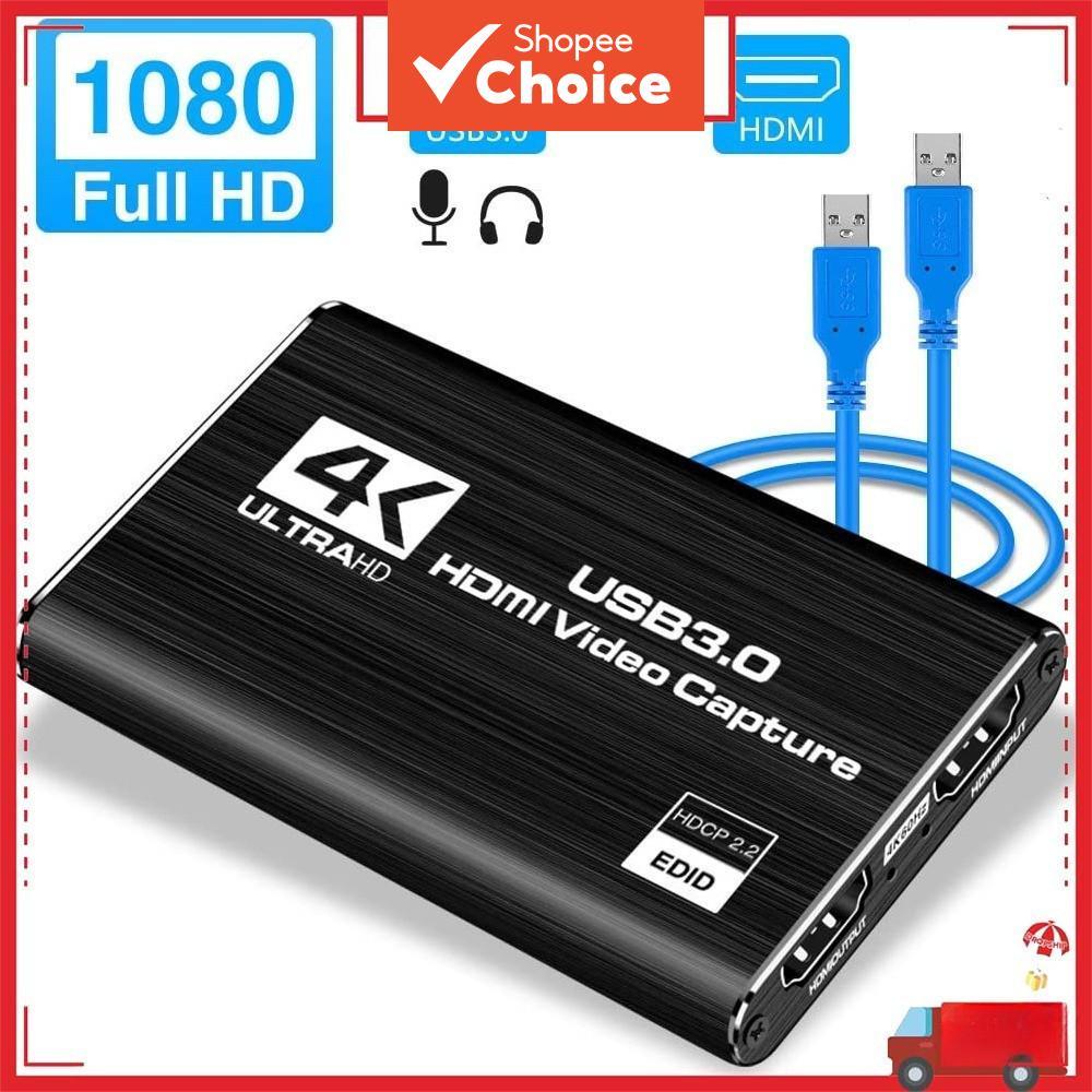 Placa de Captura de Áudio e Vídeo HDMI USB 3.0 4K 1080P 60fps Conversor de Vídeo Portátil Confiável para Transmissões