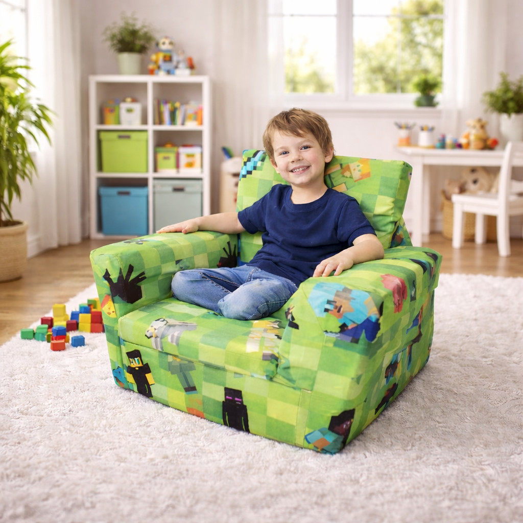 Detalhes do Poltrona Infantil Espuma Super Confortável Estampa Gamer Sofazinho Criança Leve para Quarto Brincar