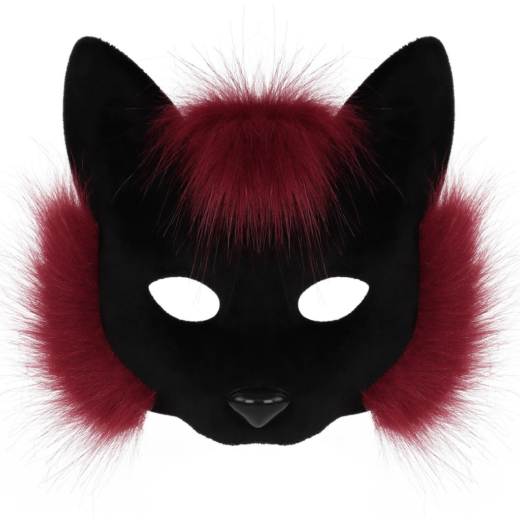 Máscara de fantasia de Halloween, máscara de gata e raposa que cobre o rosto, adereços para cosplay de festa, cosplay