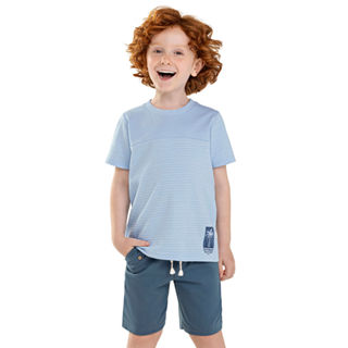 Conjunto Curto Infantil Menino Textura Colorittá Azul em Oferta na Shopee
