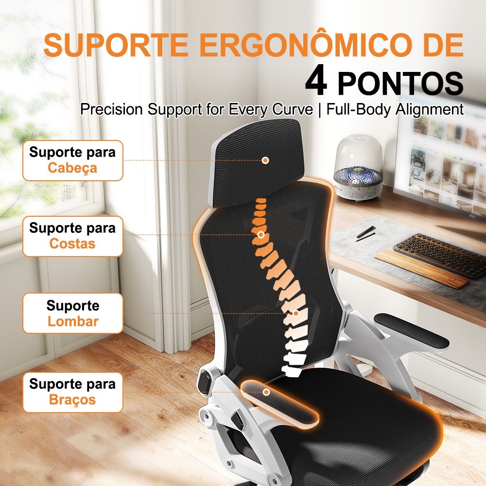 Cadeira Escritório Ergonômica Cadeira Gamer LENOBLE A819 Com Suporte Lombar Ajustável Inclinação e para Computador
