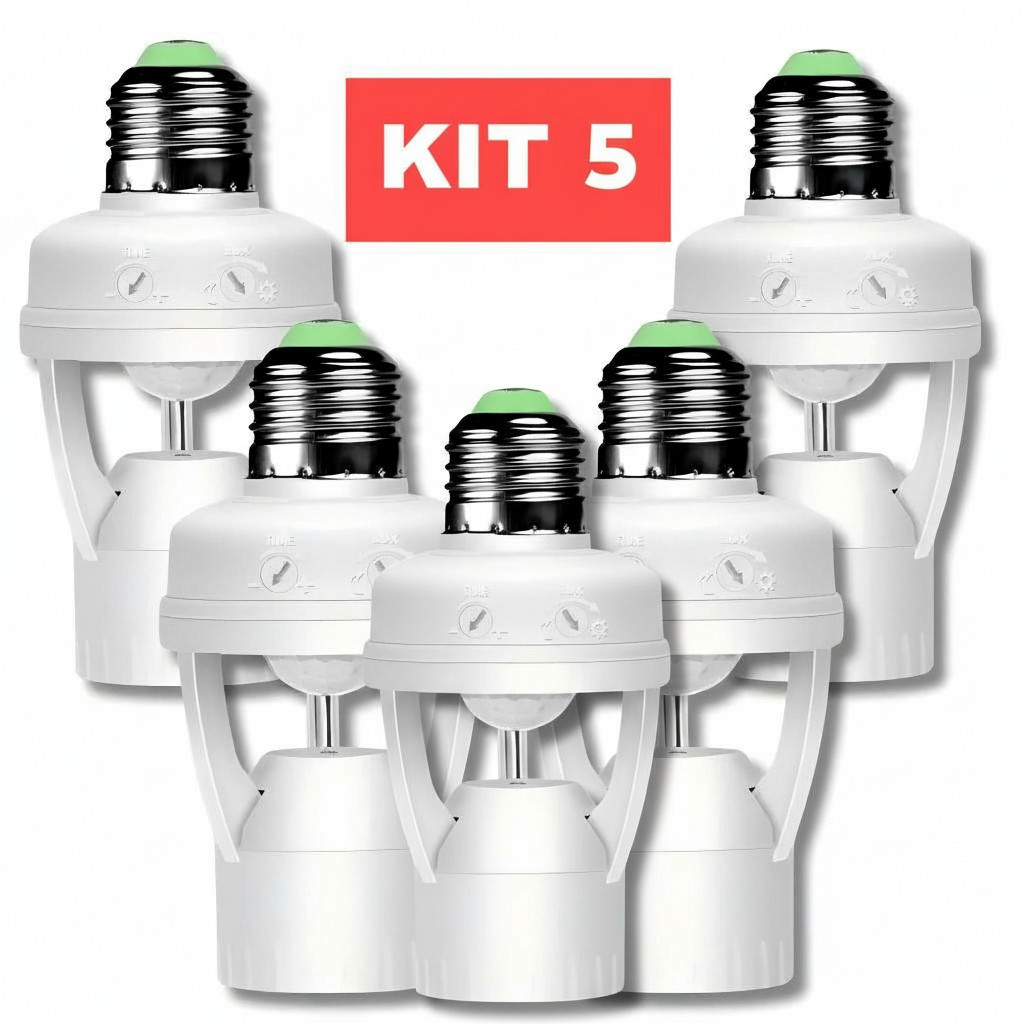KIT Sensor De Presença Com Fotocélula Para Lâmpada Soquete