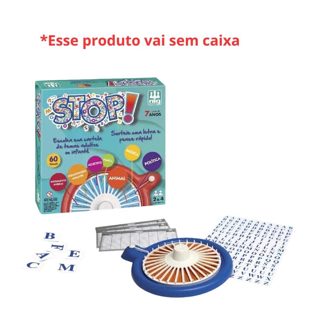 Jogo Stop Pense Rápido Com 60 Temas Letras Descartáveis Brincadeira Divertida De Palavras Para Família E Amigos - Nig