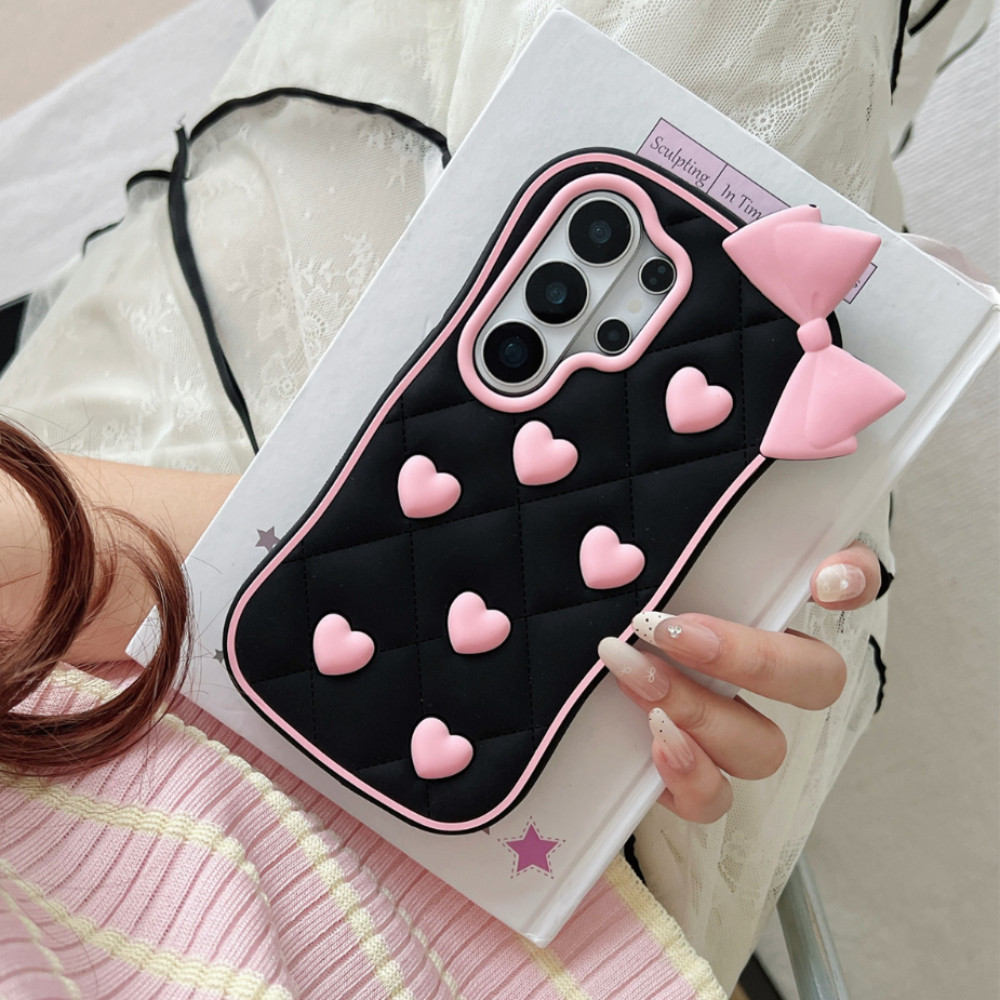 Bow Heart Decoration Phone Case For Samsung Galaxy S26 S25 S24 S23 Ultra FE A57 A56 A55 A54 A37 A36 A35 A26 A17 A16 A07 