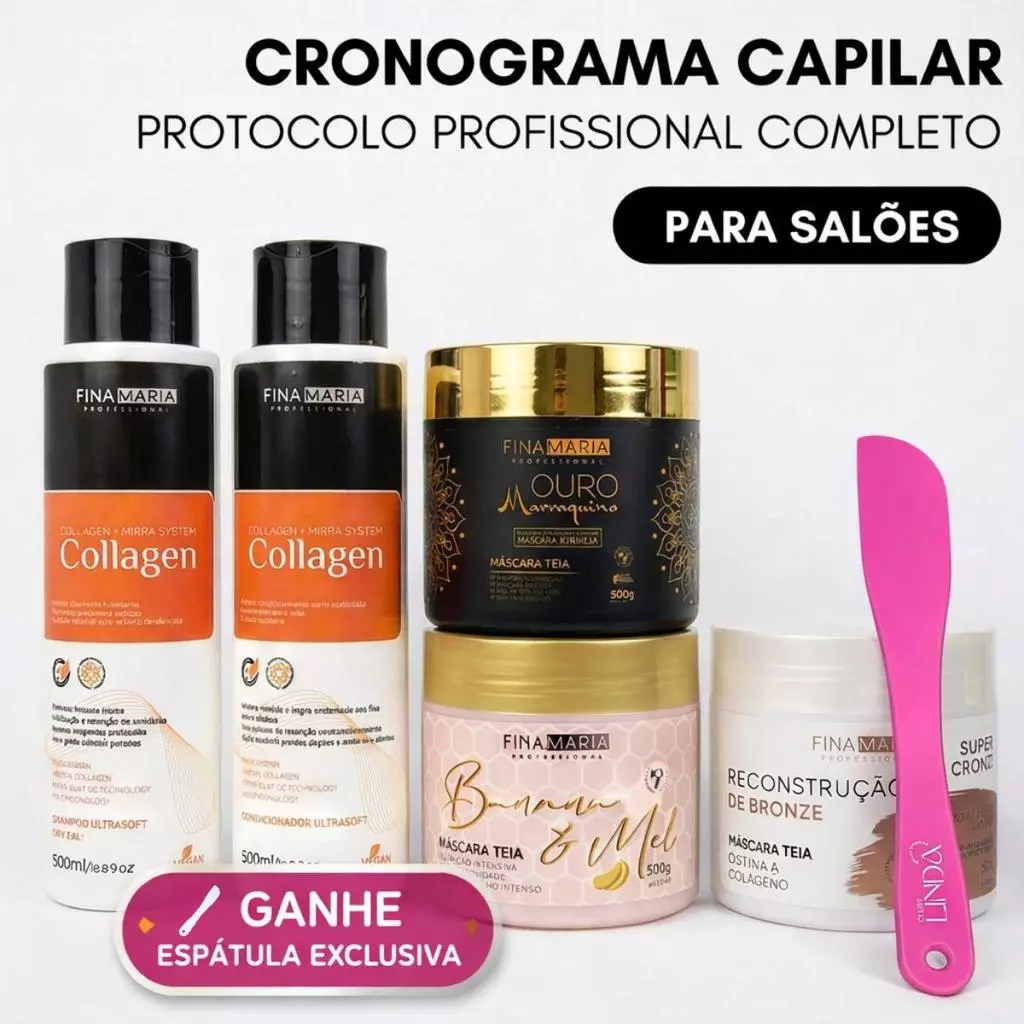 KIT CRONOGRAMA CAPILAR PROFISSIONAL - 5 PRODUTOS DE 500G - FINA MARIA