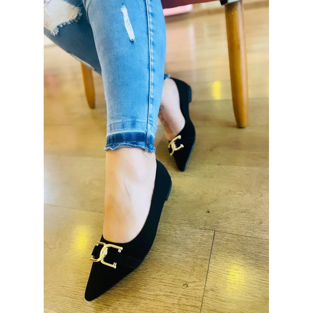 SAPATILHA PRETA 33 AO 43 BICO ALONGADO LUXO em Oferta na Shopee