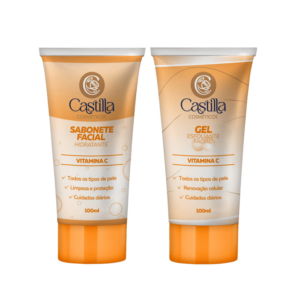 Kit Sabonete + Esfoliante Facial Castilla Vitamina C 100mL | Limpeza, Hidratação e Renovação da Pele